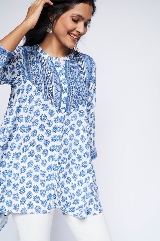 1 - Blue Floral A-Line Tunic, image 1