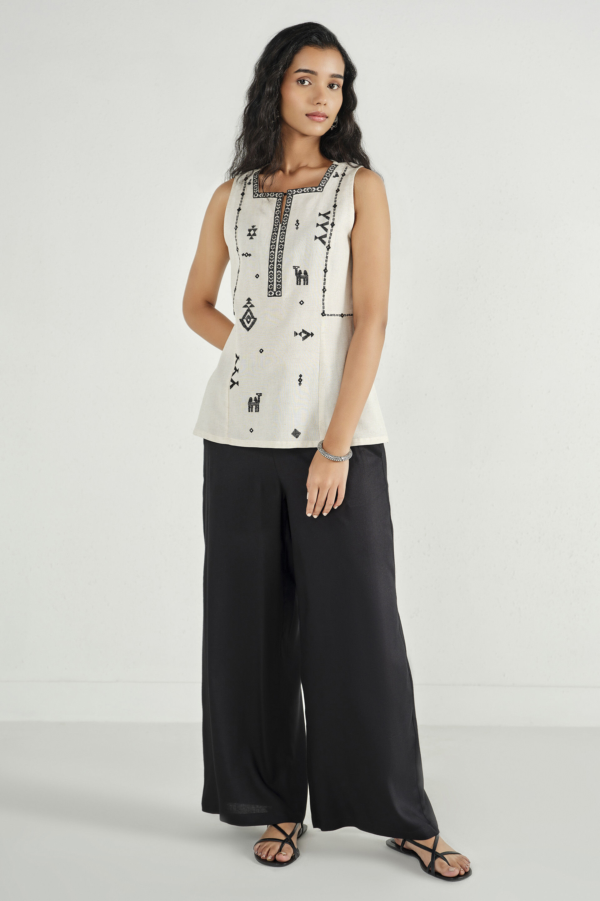 Swara Embroidered Natural Top, Natural, image 5