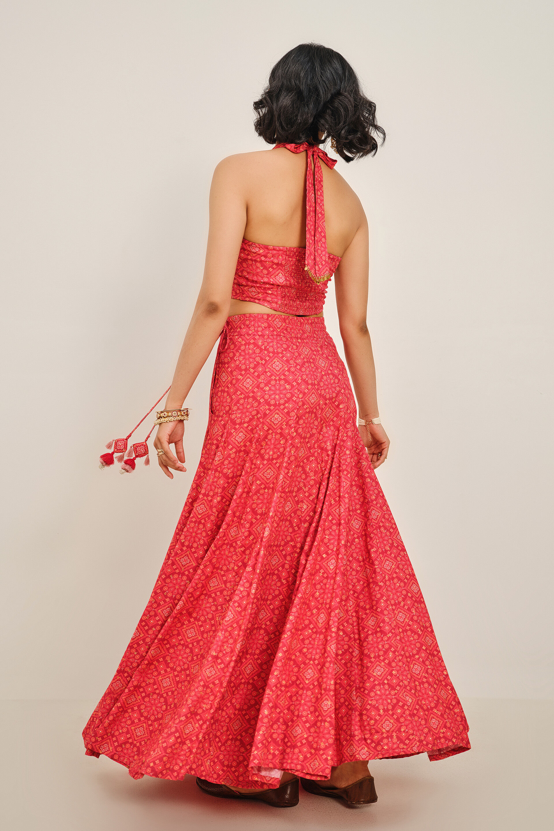 Ruksana Red Skirt Set, Red, image 7