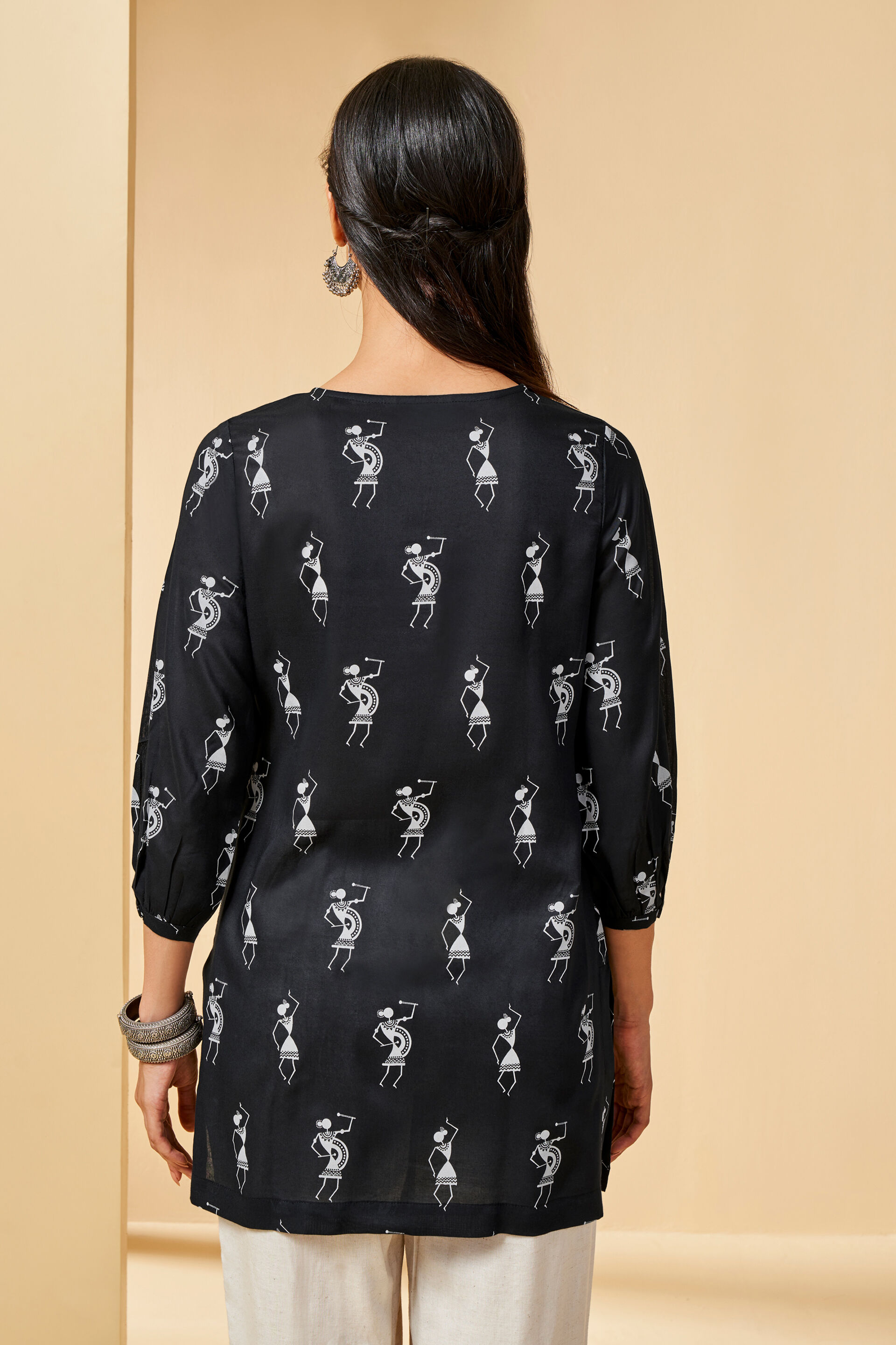 Warli Inspired Tunic, Black, image 5