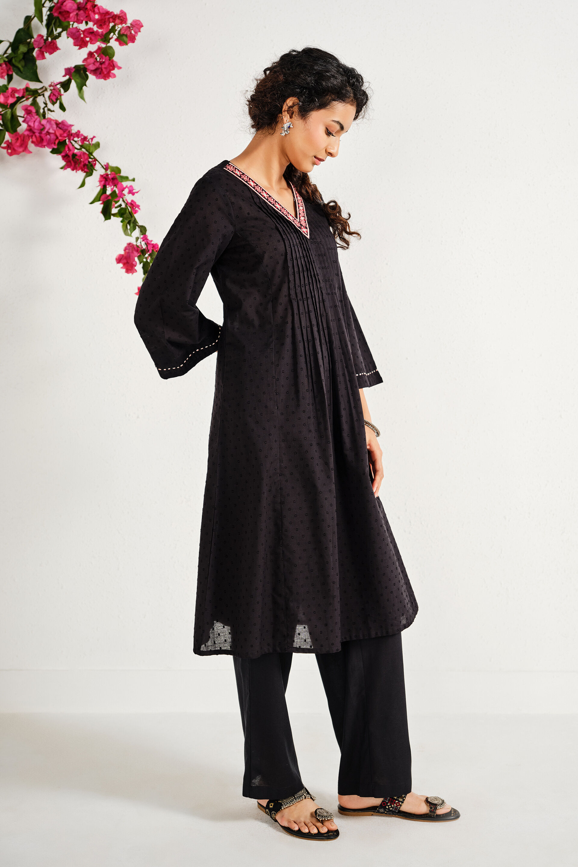 Black Bandish Cotton Kurta, Black, image 3