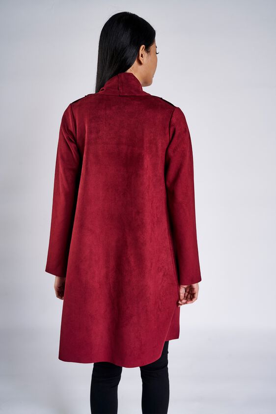 3 - Maroon Fringed Sheath Longline Shrug, image 3