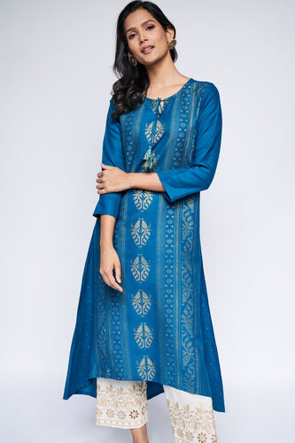 Teal Khadi Kurta, , image 1