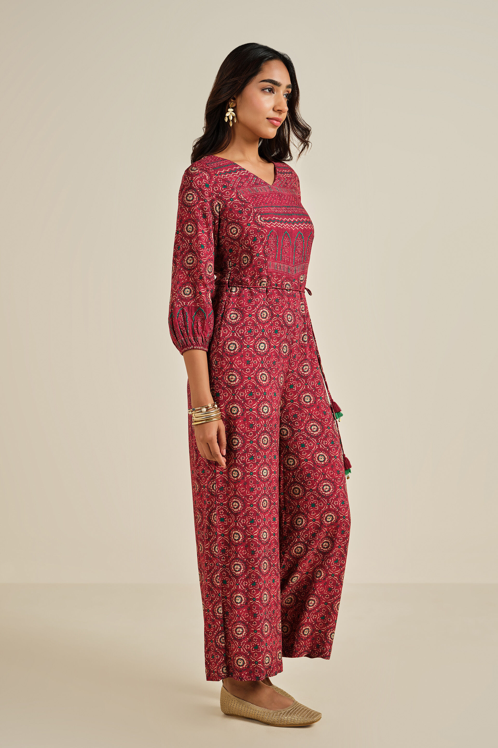 Mehfil Jumpsuit, Wine, image 3