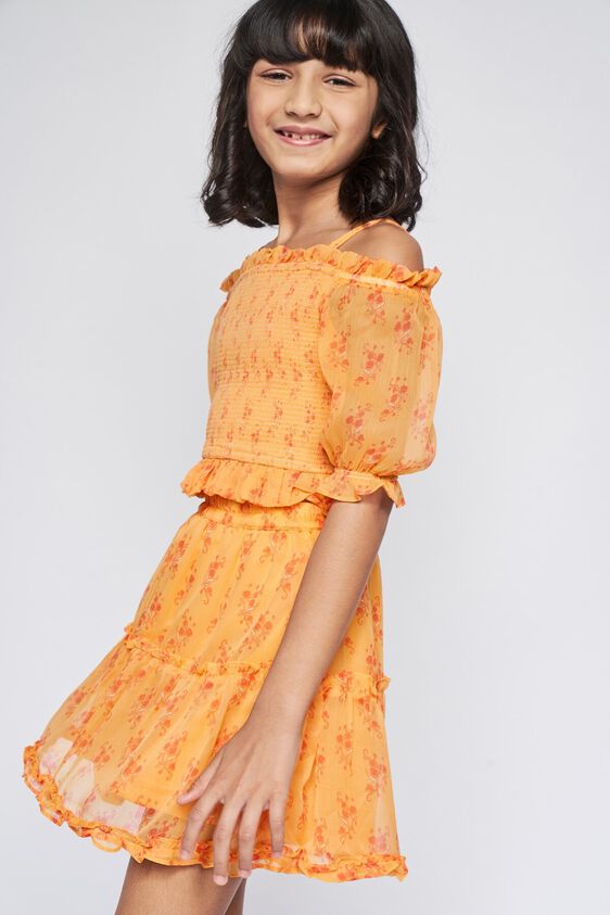 2 - Orange Smocking Floral Suit, image 2