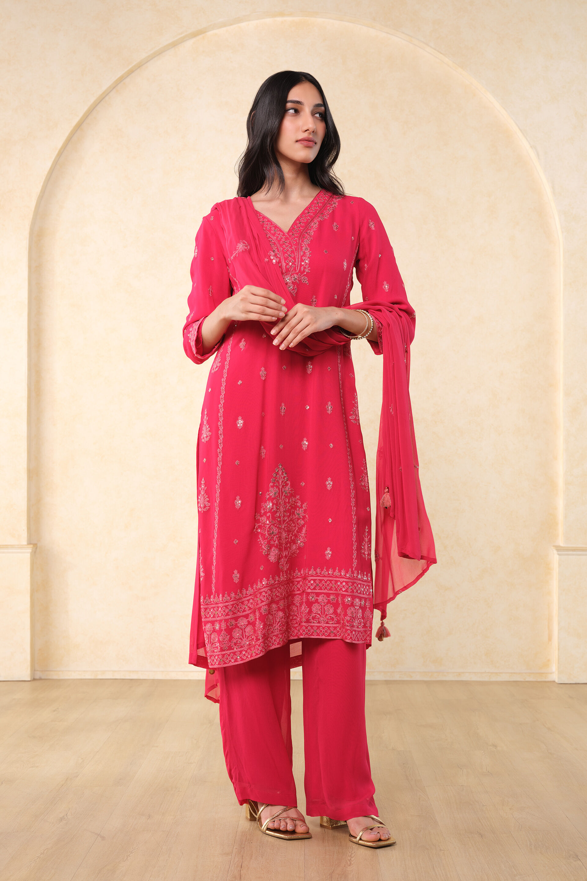 Gulab Sherbet Kurta Set, Red, image 3