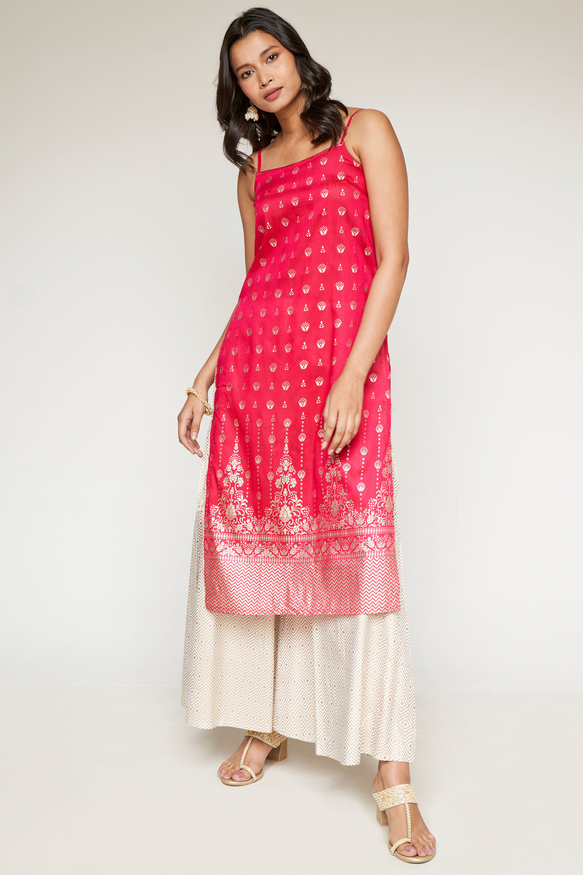 Pink Floral Embellished Straight Set, Pink, image 3