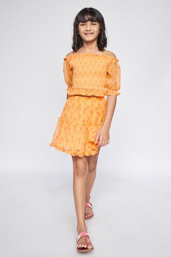3 - Orange Smocking Floral Suit, image 3