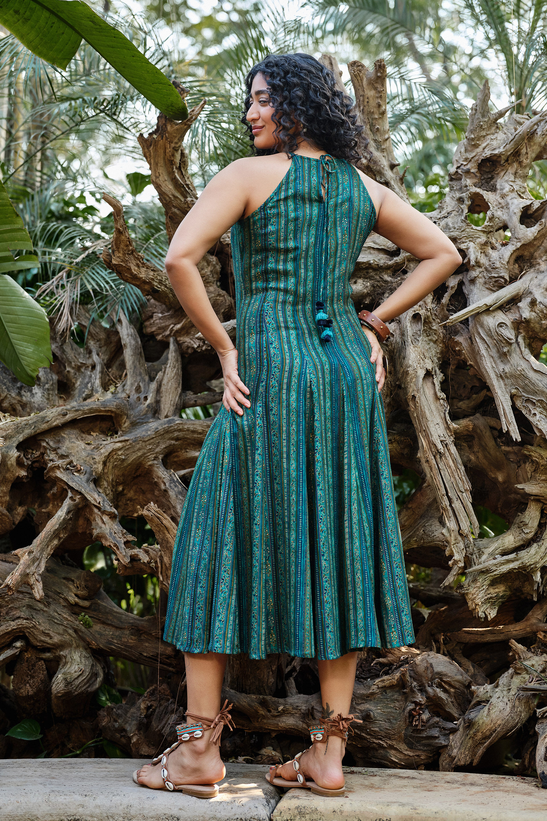 Tamara Teal Panelled Dress, Teal, image 5