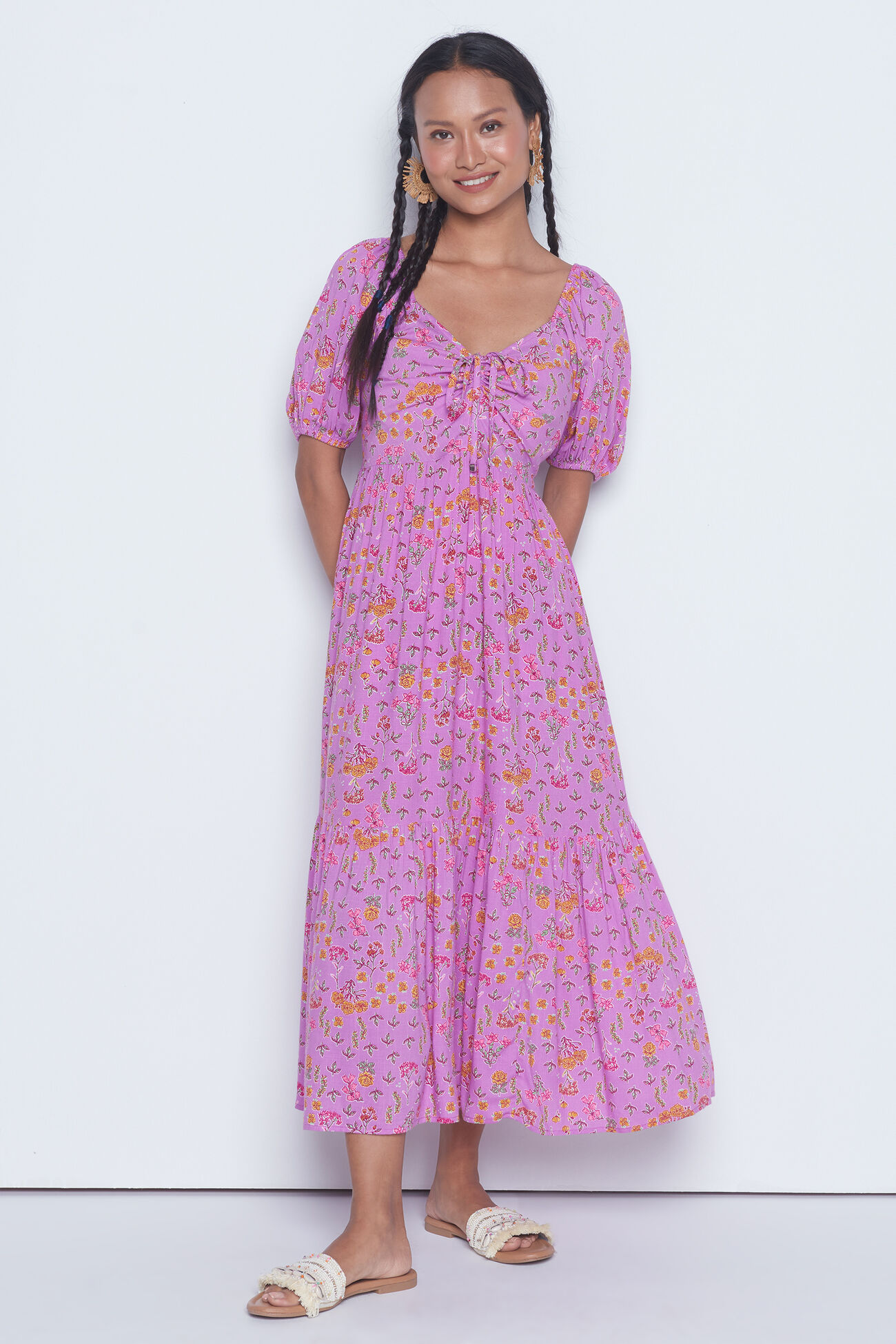 Sadabahar Flared Dress, Lilac, image 1
