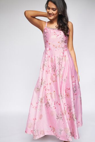 Pink Floral Fit & Flare Dress, , image 4