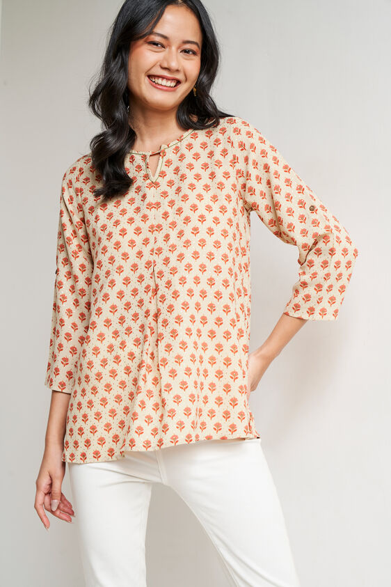 Coral Three-Quarter Sleeves Top, Coral, image 2