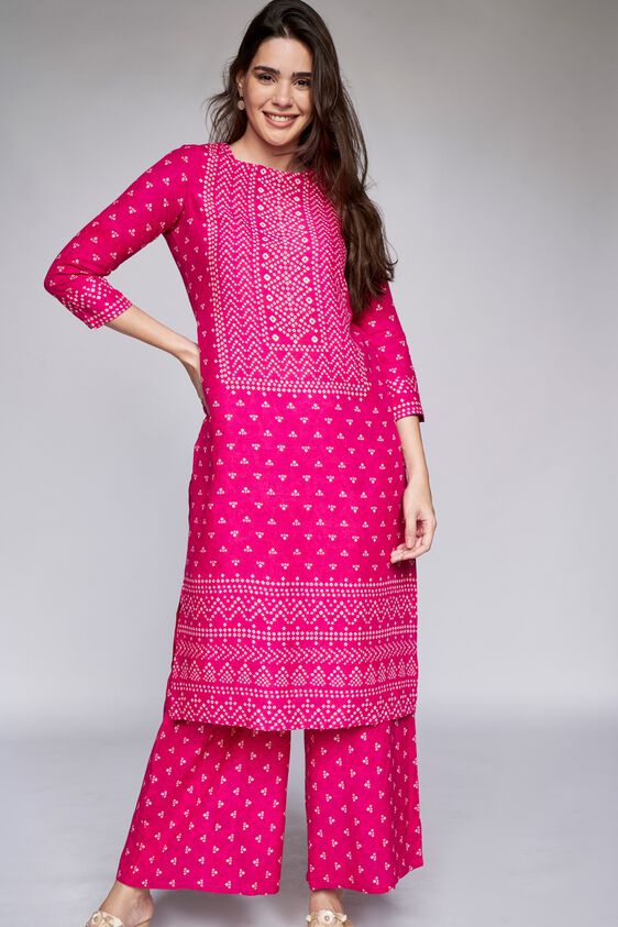 4 - Dark Pink Ethnic Motifs Kurta, image 5