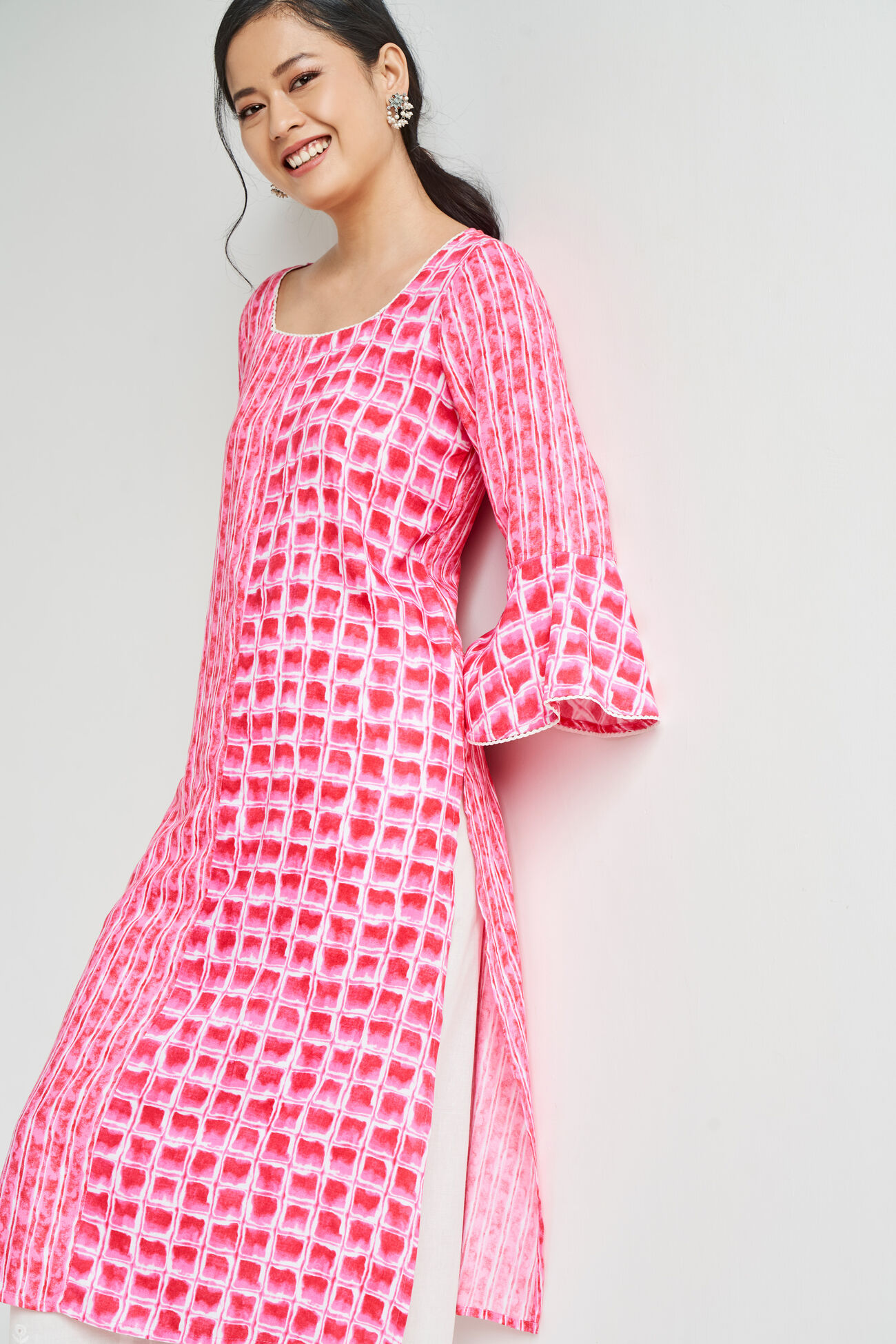 Pink Tie & Dye Straight Kurta, Pink, image 4