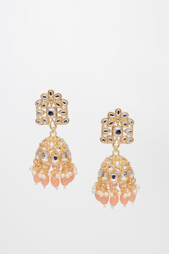 Gold Brass Stone Beads and Pearls Earring, , image 1