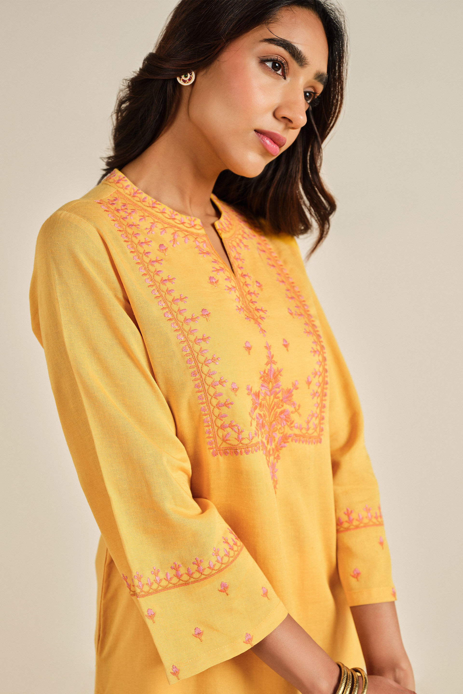 Kesar Fields Kurta Set, Mustard, image 5