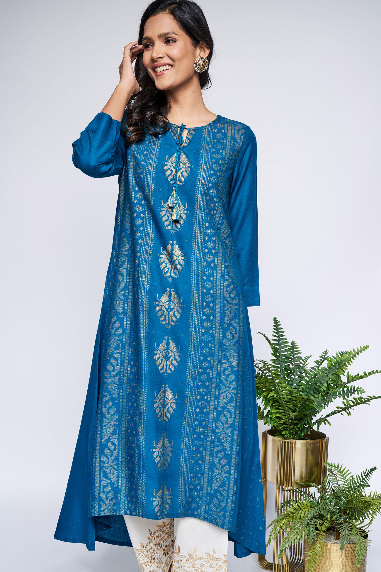 Teal Khadi Kurta, , image 2