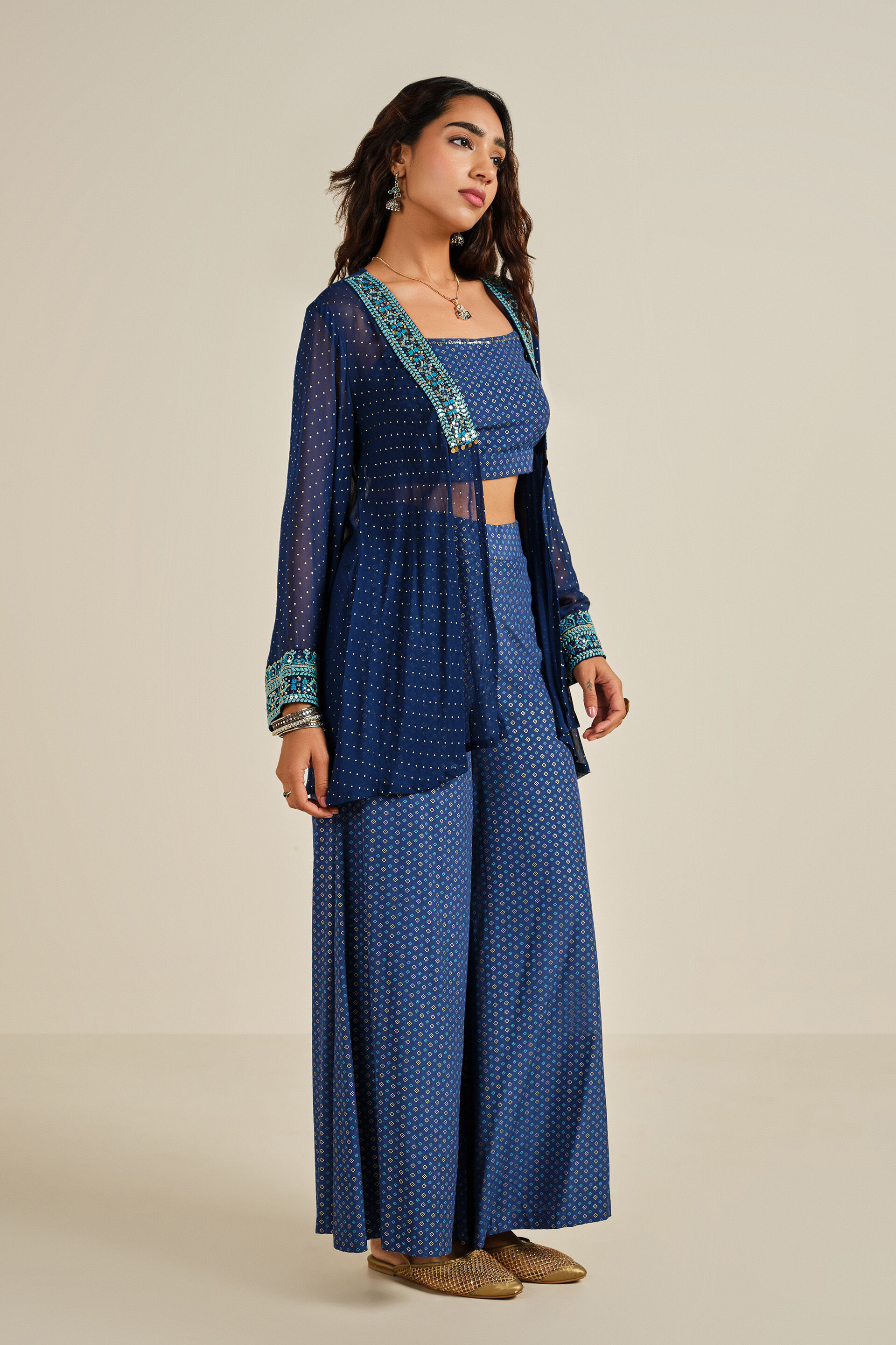 Aasmaani Ada Jacket Set, Blue, image 3