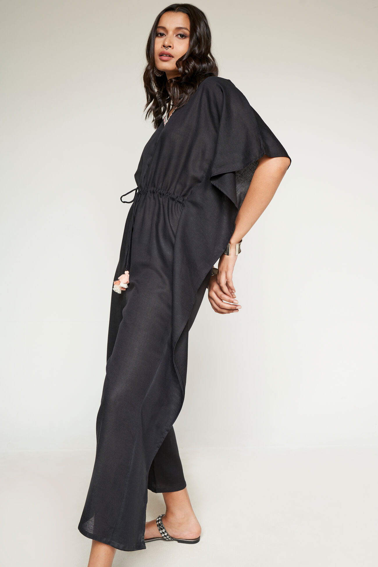 Buy our Casual Wear Black Solid Embroidered Straight Jumpsuit online f
