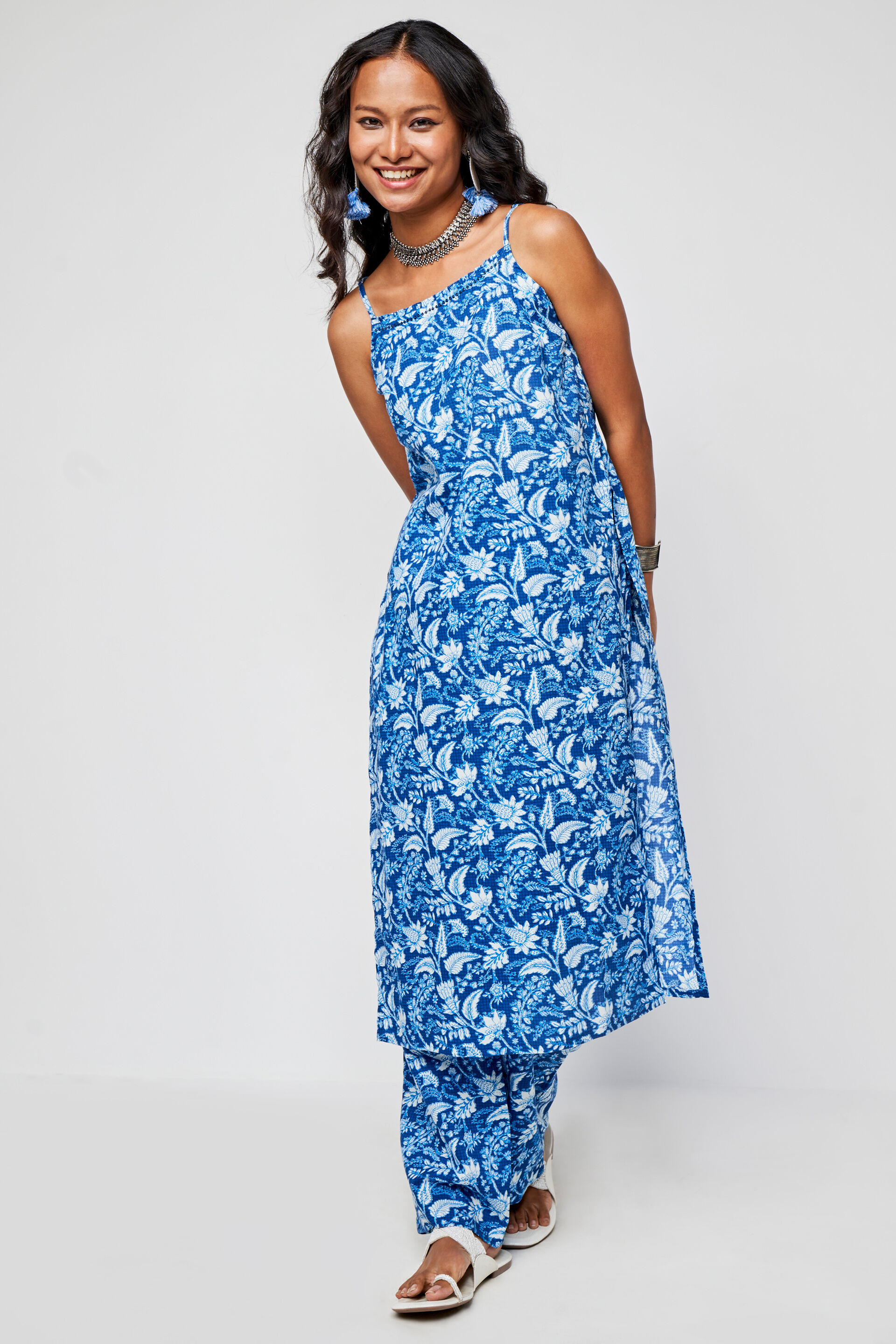Blue Floral Straight Set-2, Blue, image 2