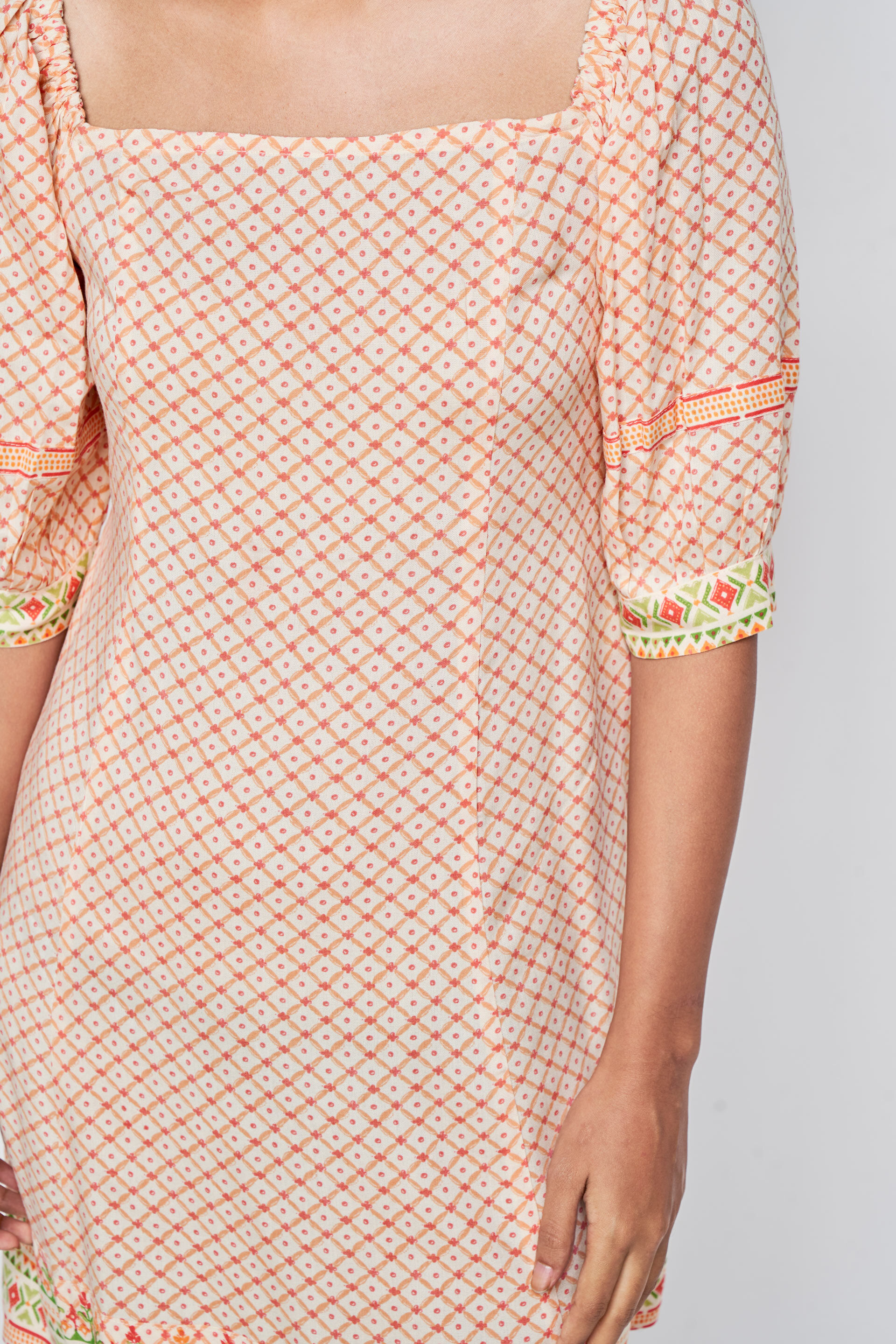 Off White Geometric Flared Dress, Off White, image 6