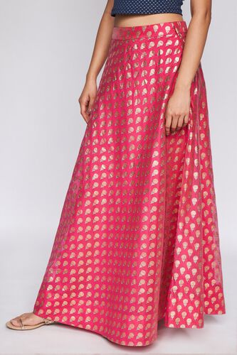 3 - Pink Ethnic Motifs Flared Skirt, image 3