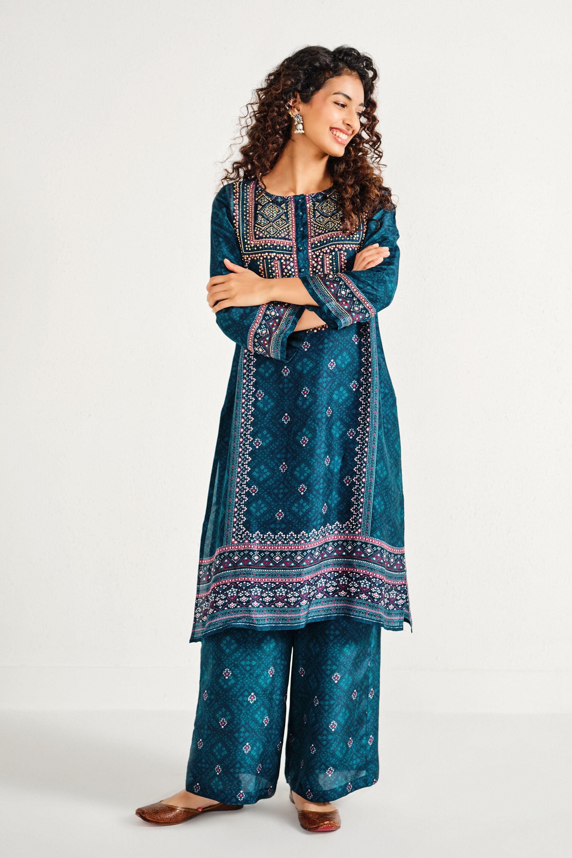 Dahlia Blue Kurta Set, Indigo, image 3