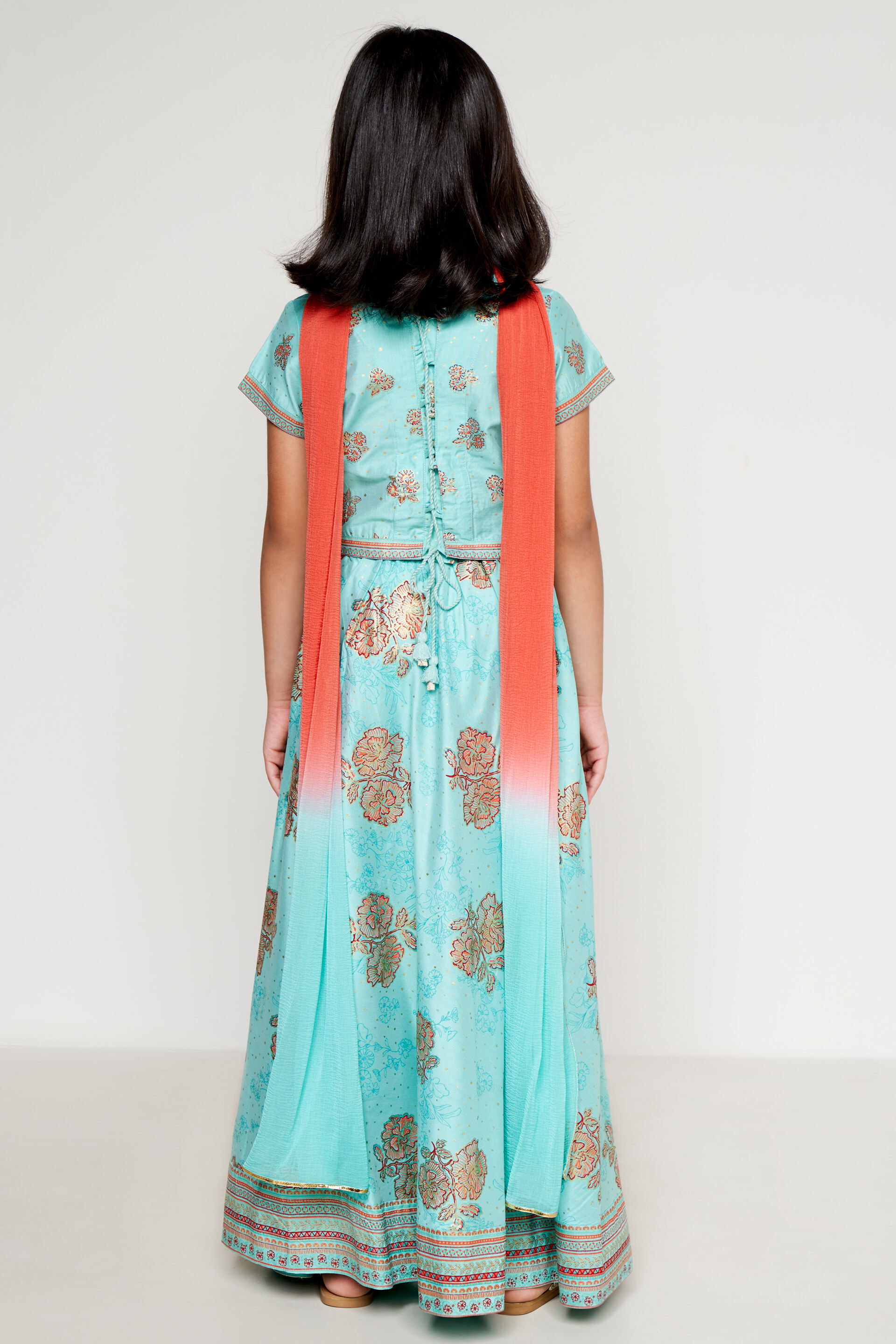 Light Blue Ethnic Motifs Cropped Set, Light Blue, image 5