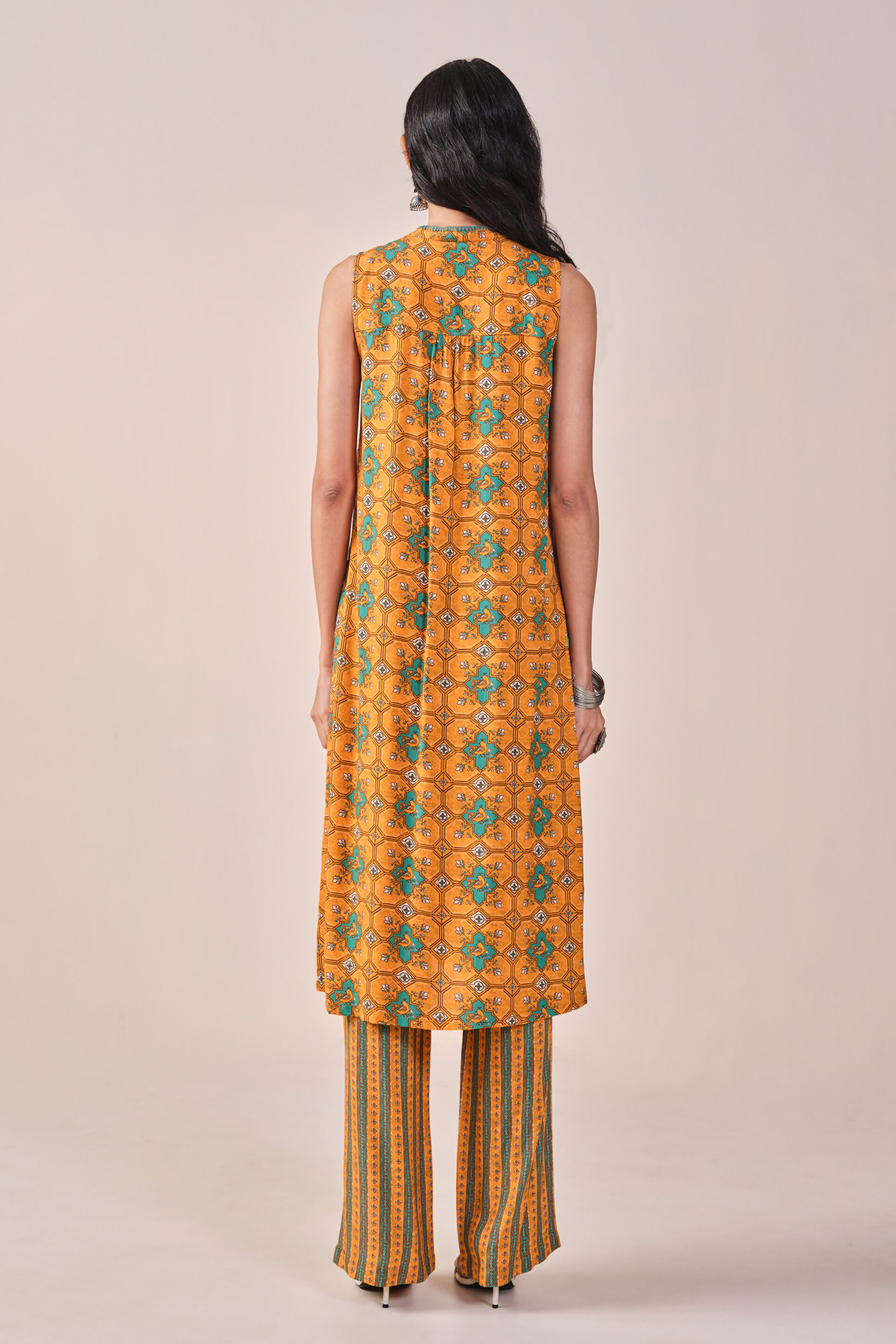 Nature-Inspired Printed Kurta Set, Mustard, image 10