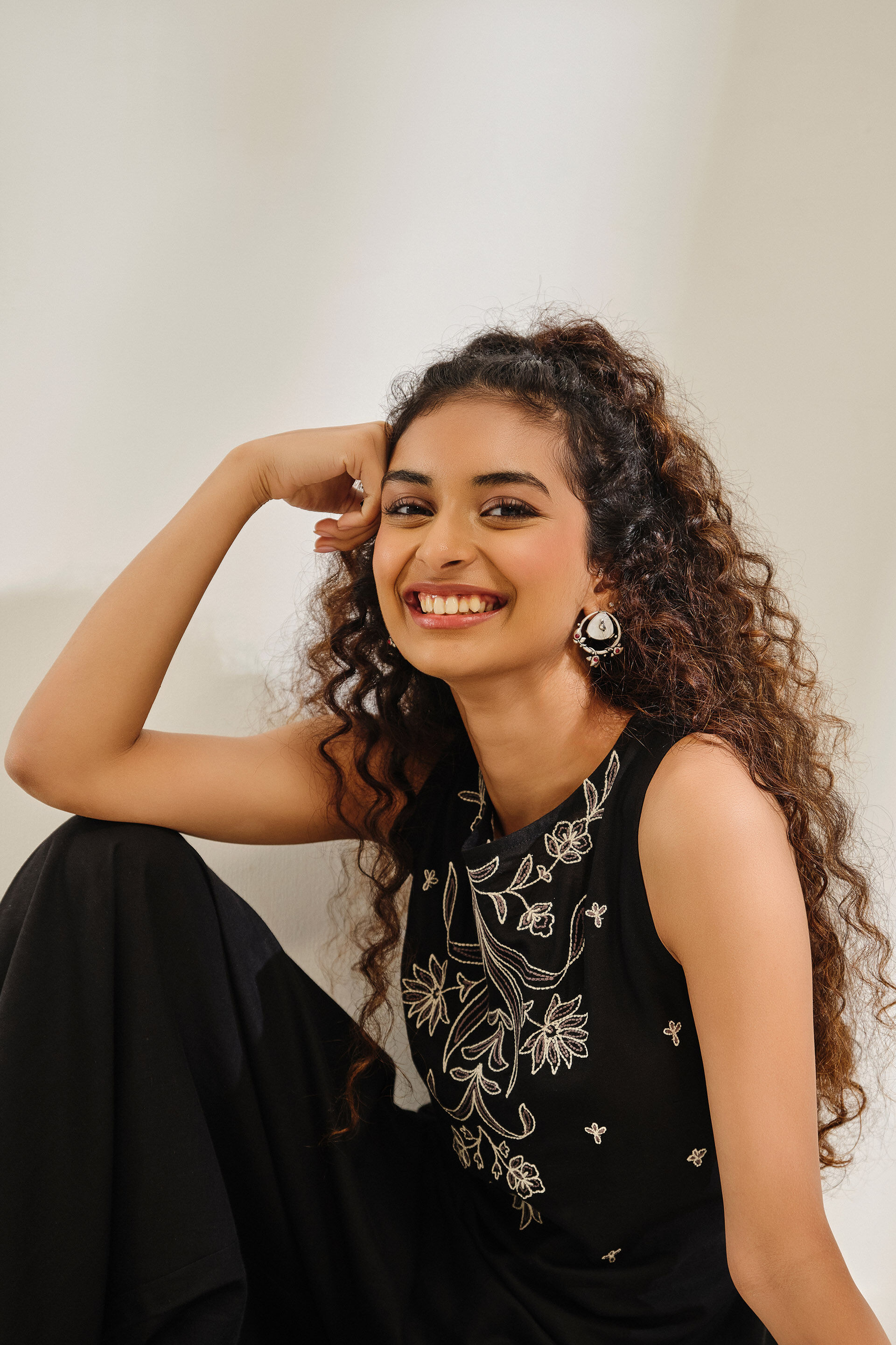 Black Jharna Embroidered Jumpsuit, Black, image 4