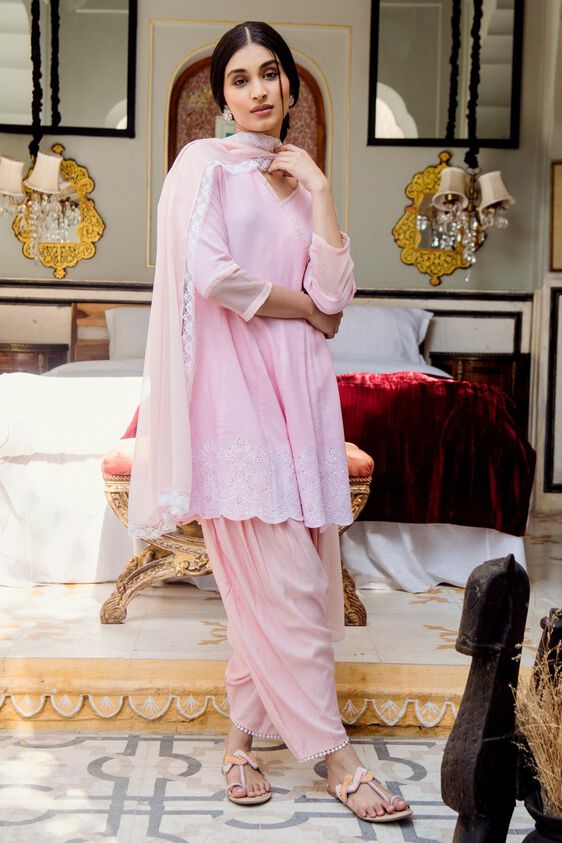 1 - Pink Solid Flared Suit, image 1