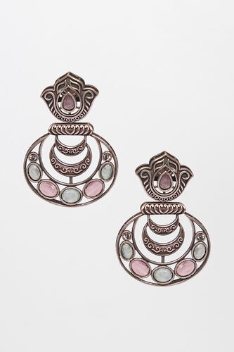 Multi Stone-Studded Silver Earring, , image 1