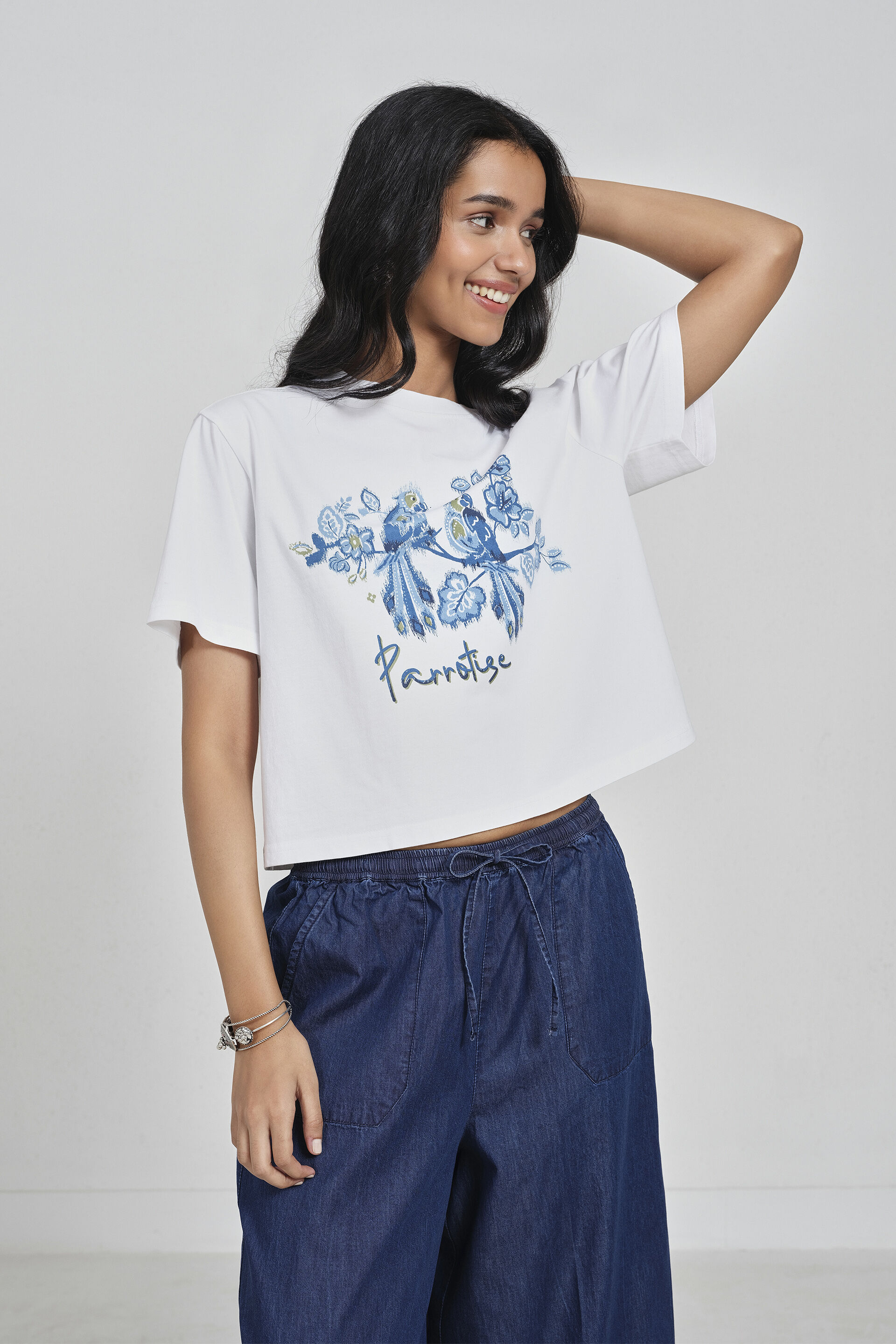 Tropical Paradise Cotton T-shirt, White, image 2