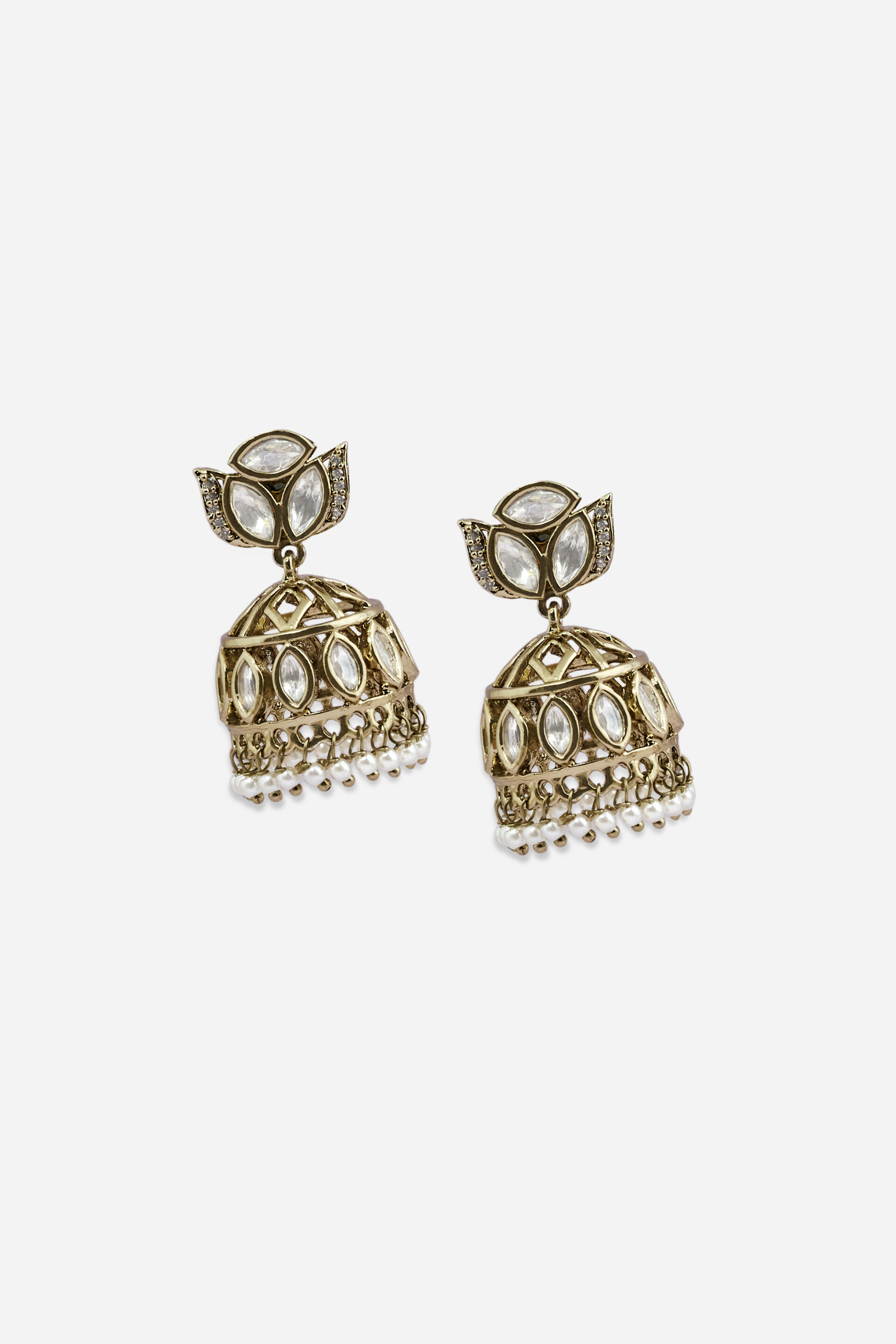 Encrusted Jhumka Earrings, , image 2