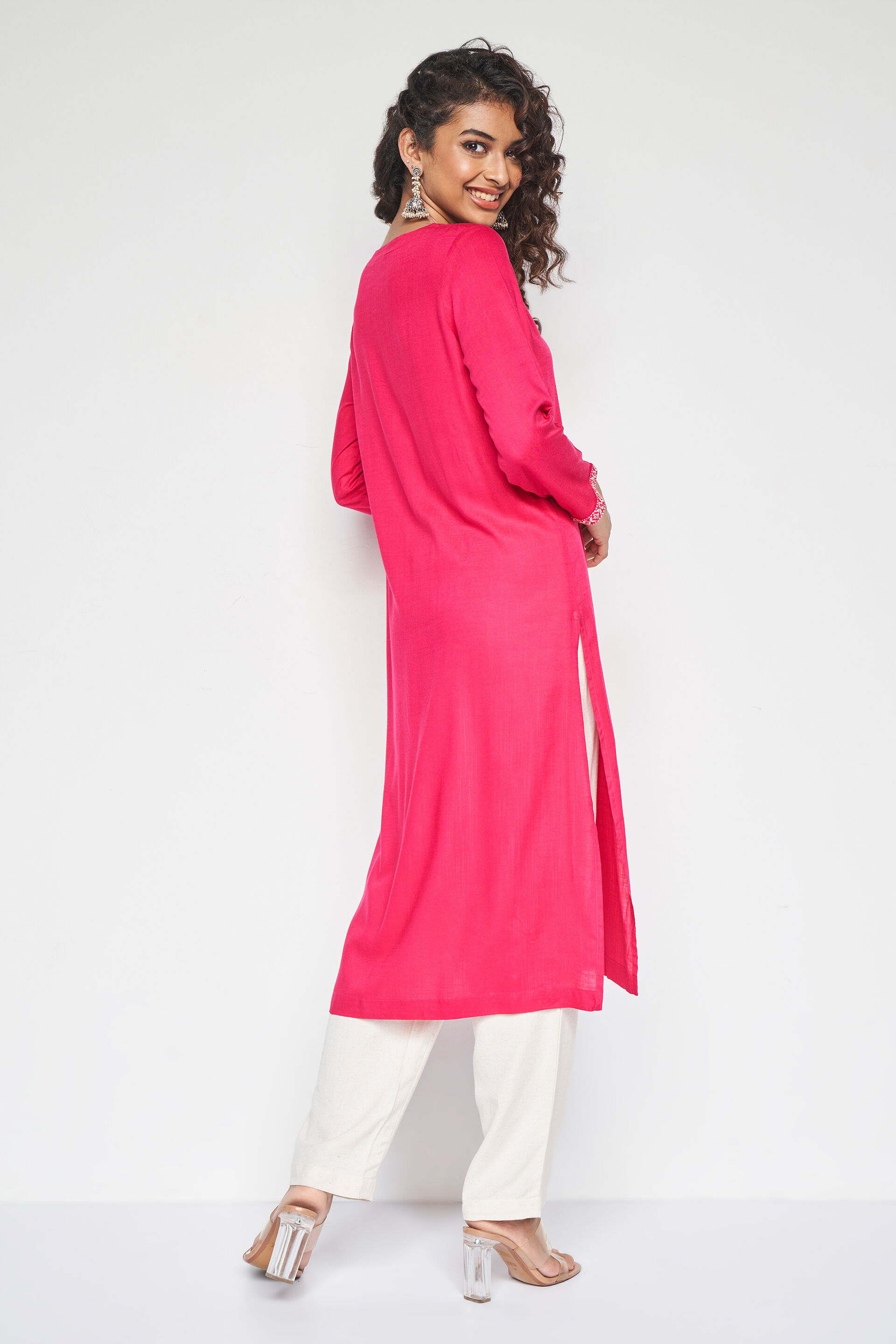 Palazzo lehenga with off shoulder suit in Fuchsia Pink - Elwa Saleh | Saree  wearing styles, Off shoulder kurti, Gharara designs