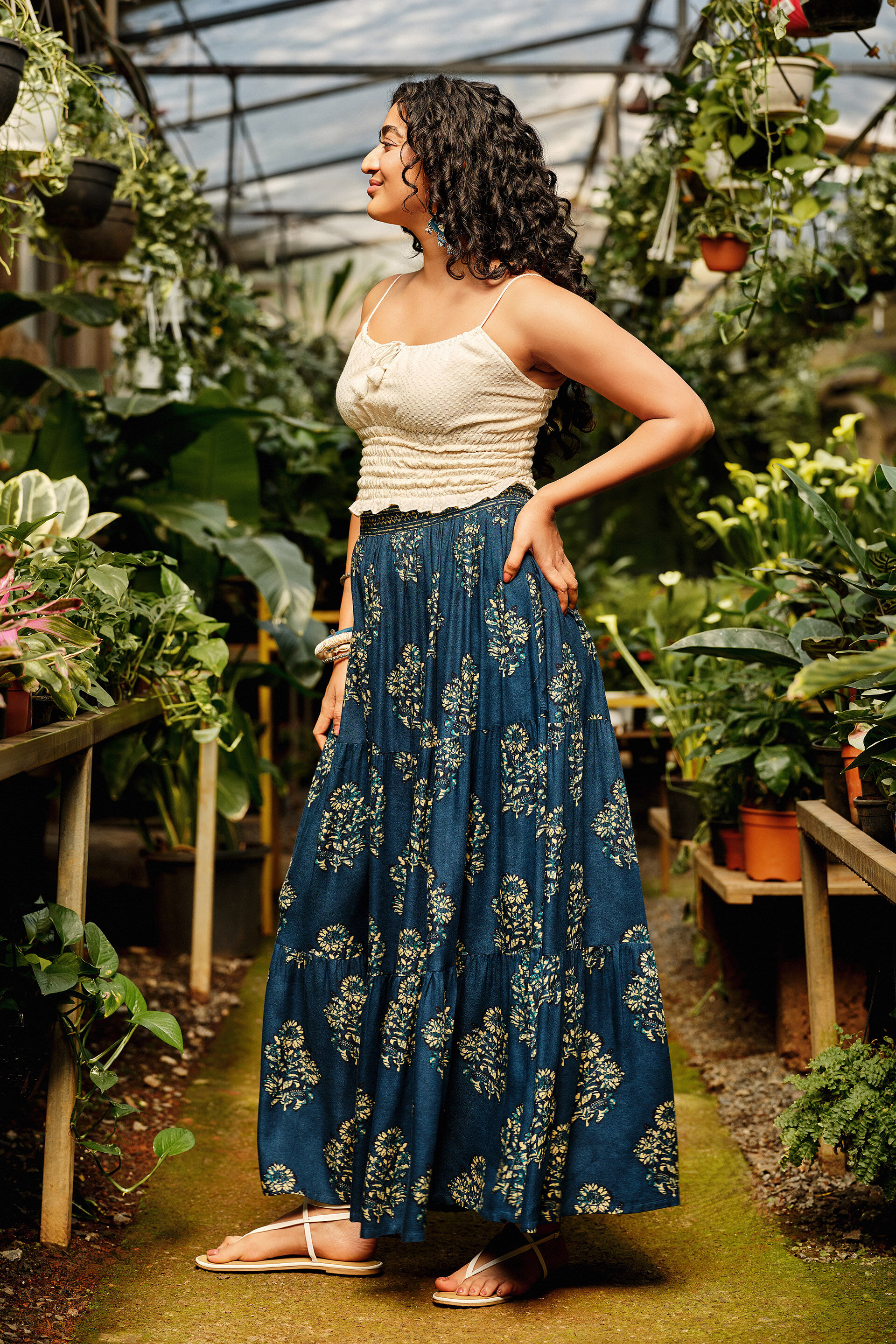 Inaya Indigo Tiered Skirt, Indigo, image 5