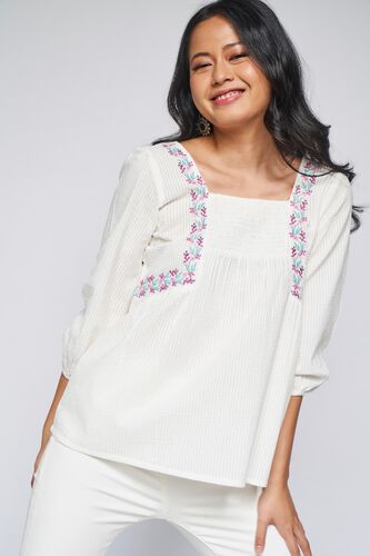 2 - White Solid Fit & Flare Top, image 2