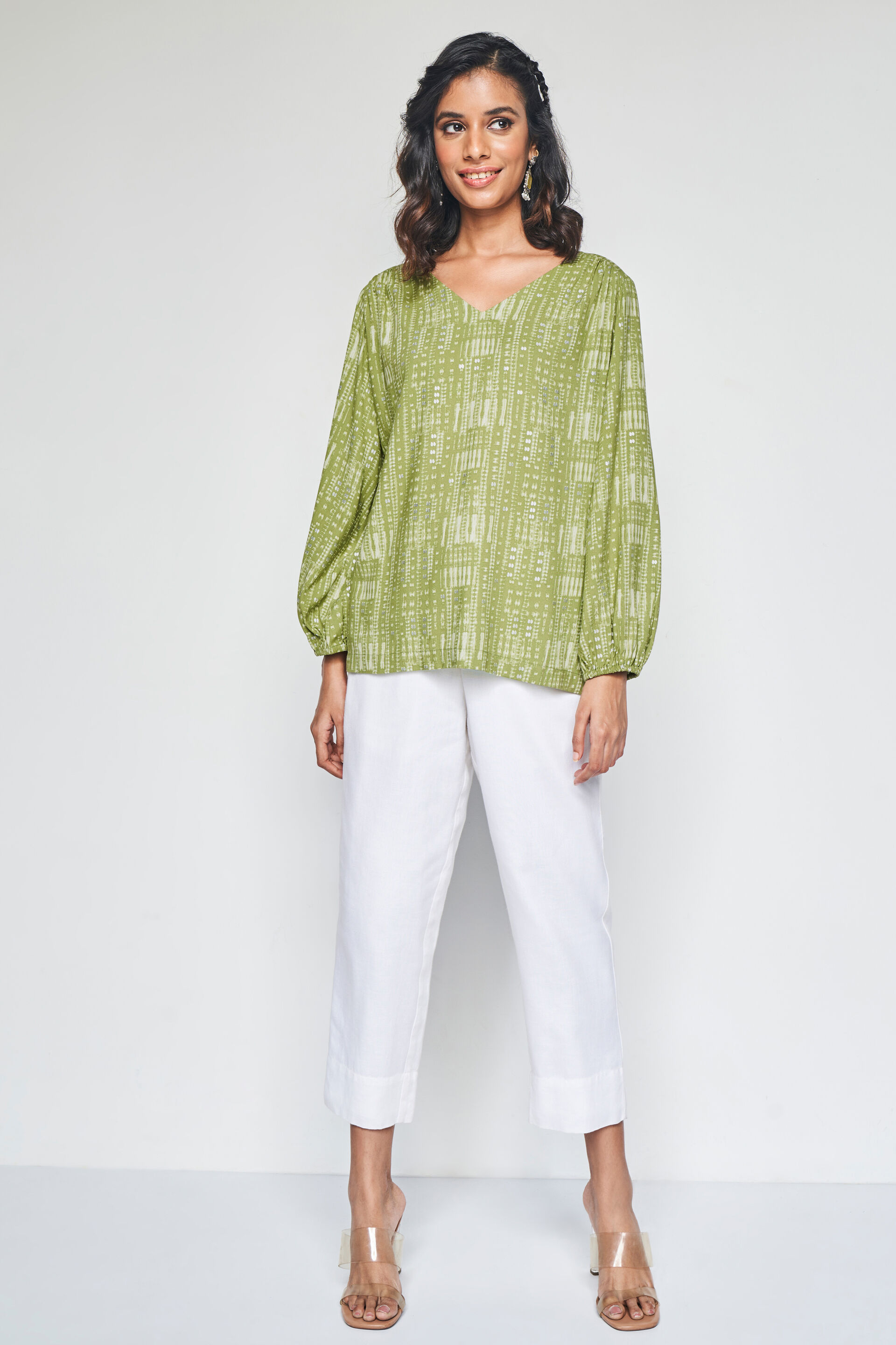 Kusum Printed Kurta Top, Lime, image 3