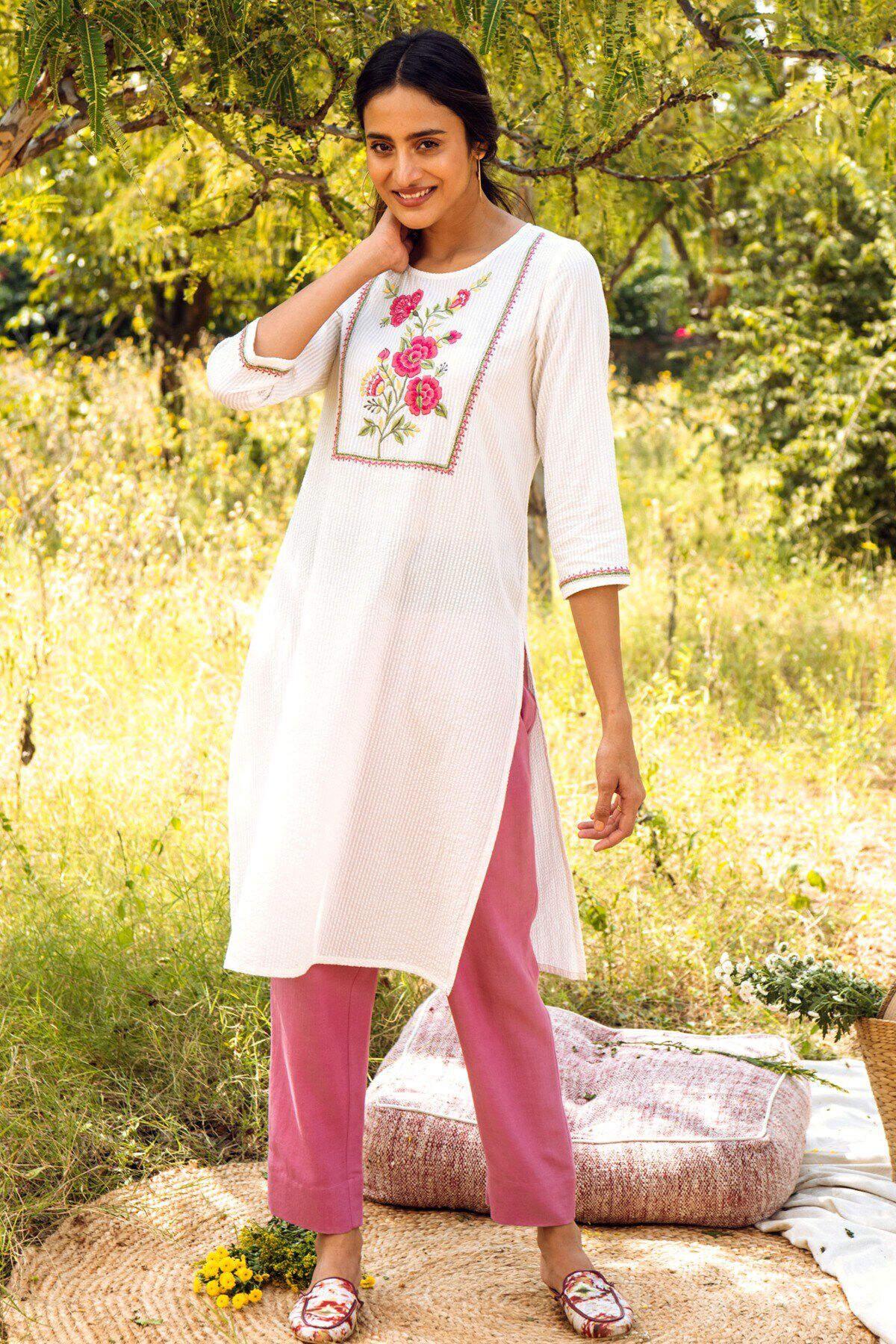 FASHSTORE Women's Woollen Full Sleeve self Design Kurti Beige : Amazon.in:  Fashion