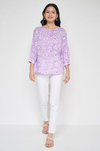 Lilac FLORAL Straight Top, Lilac, image 2