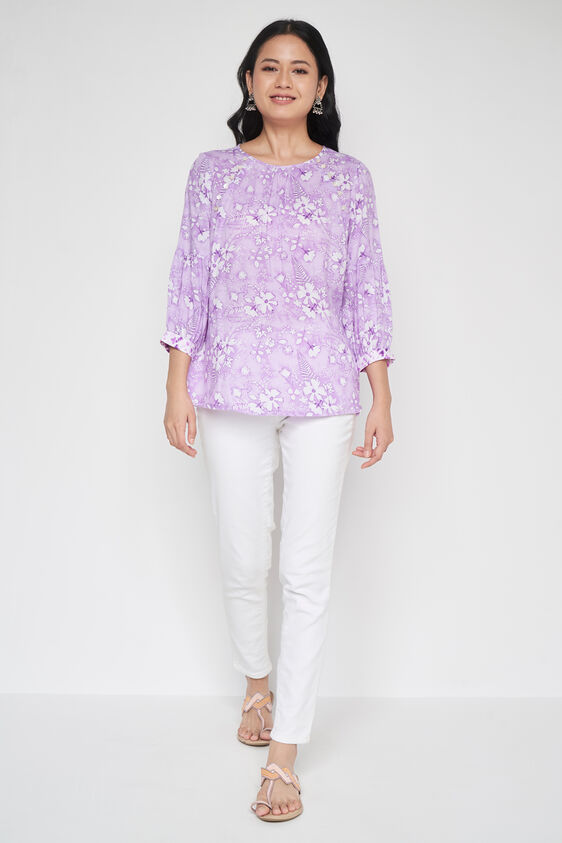 Lilac FLORAL Straight Top, Lilac, image 2