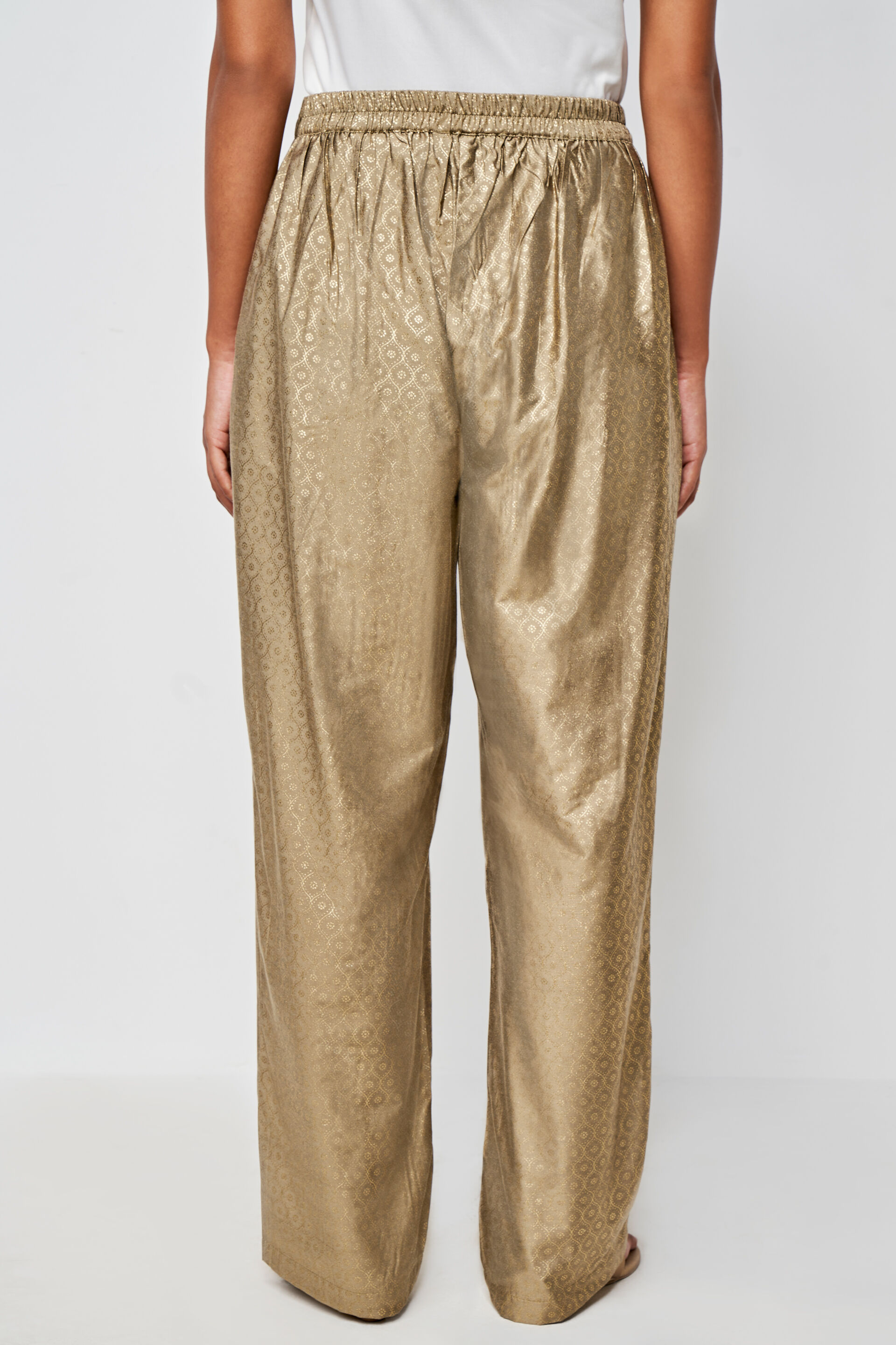 Gold-Printed Trousers, Gold, image 4
