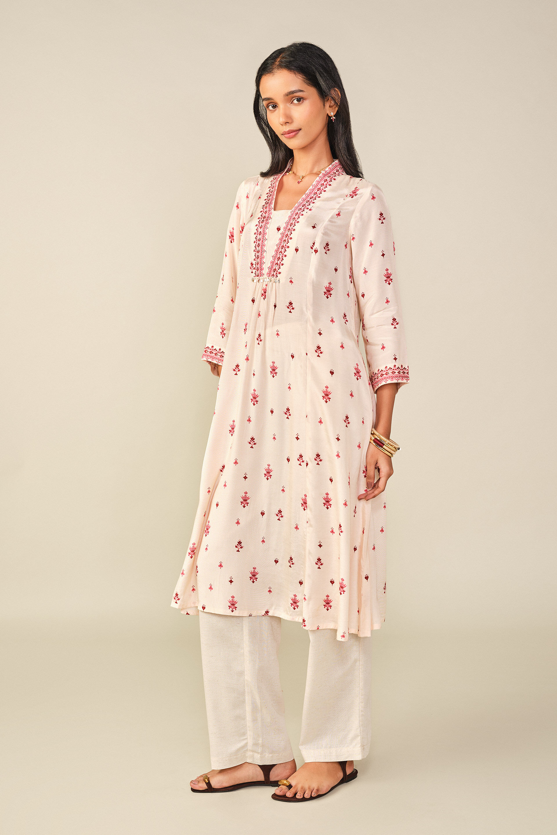 A-line Kurta in White, White, image 4