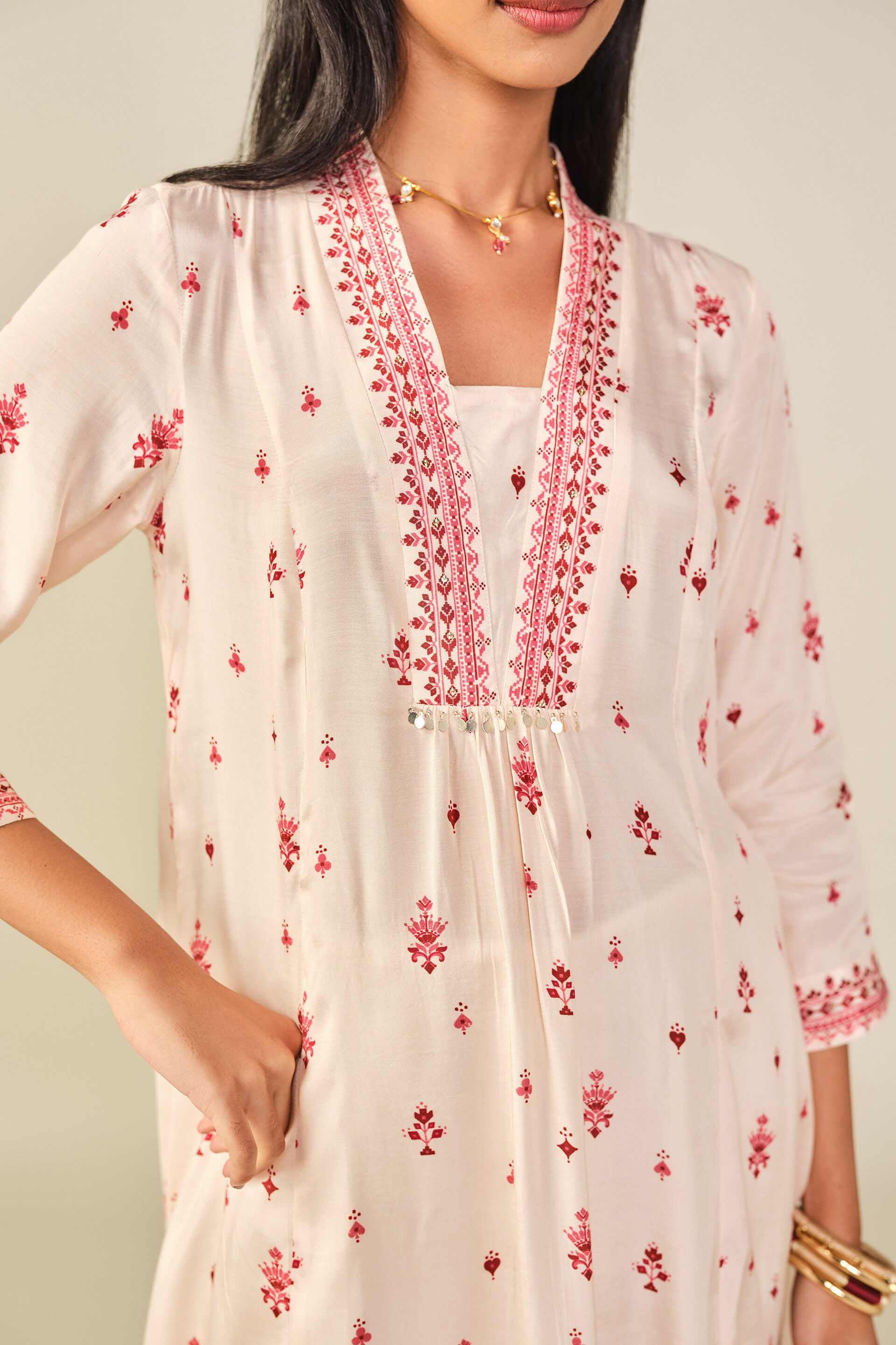 A-line Kurta in White, White, image 2