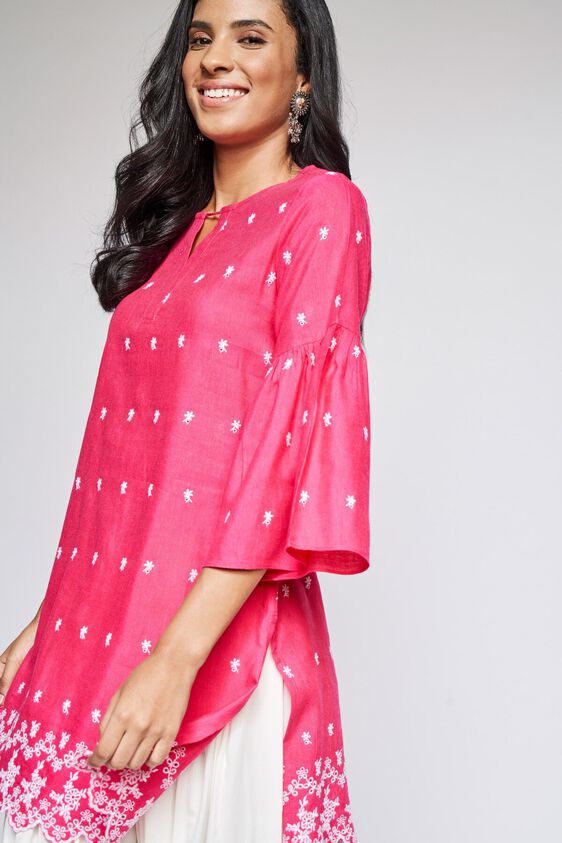 2 - Pink Solid Fit & Flare Tunic, image 4