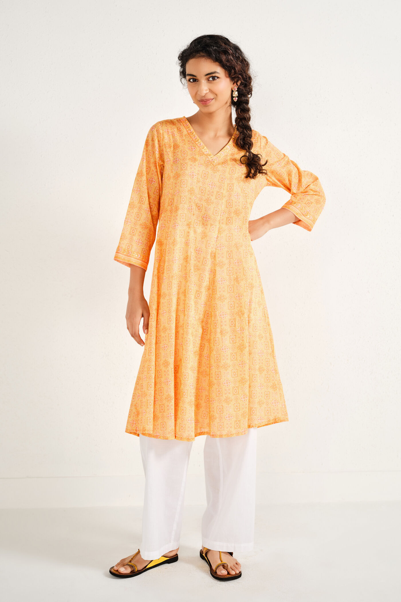Asavari Yellow Cotton Kurta