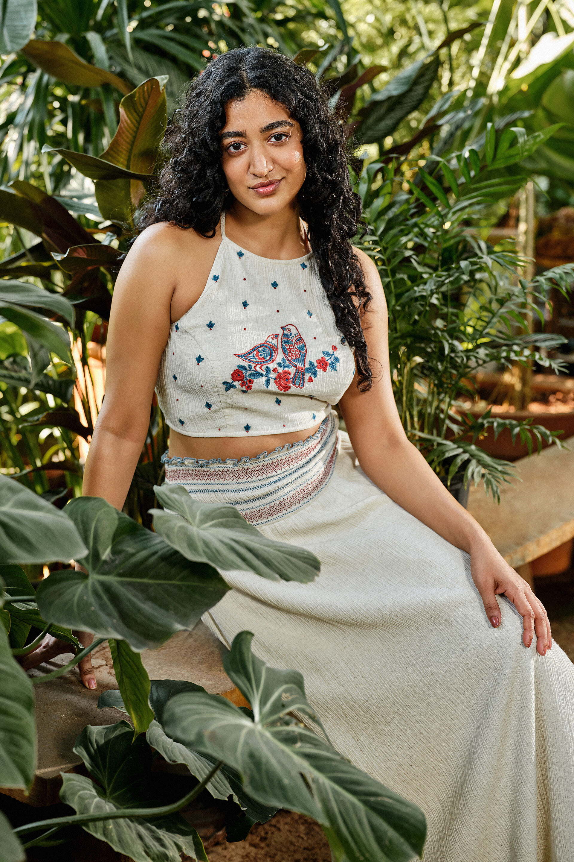 Panchi Skirt Set, Cream, image 3