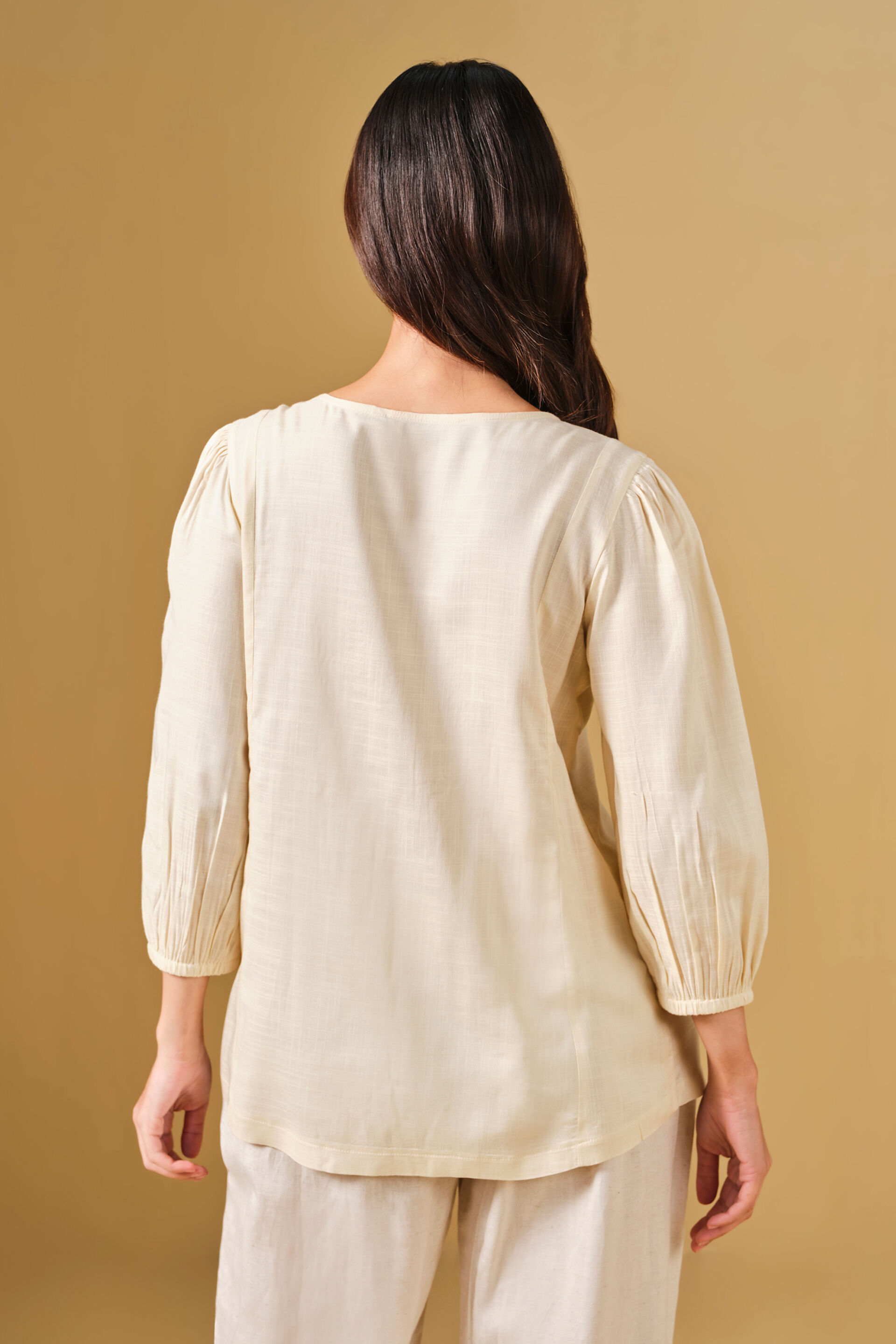 Off White Embroidered Viscose Top, Off White, image 3