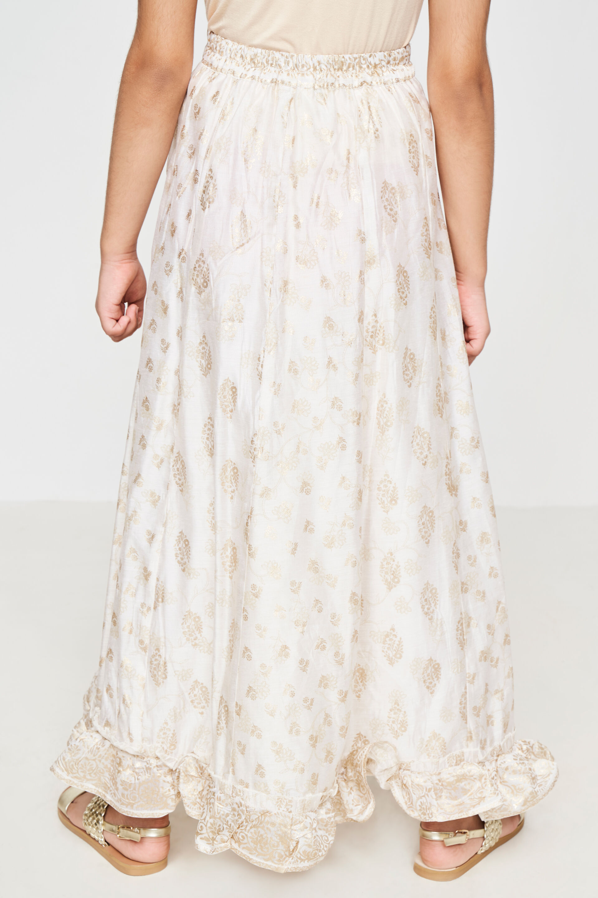 Off White Floral Flared Skirt, Off White, image 4