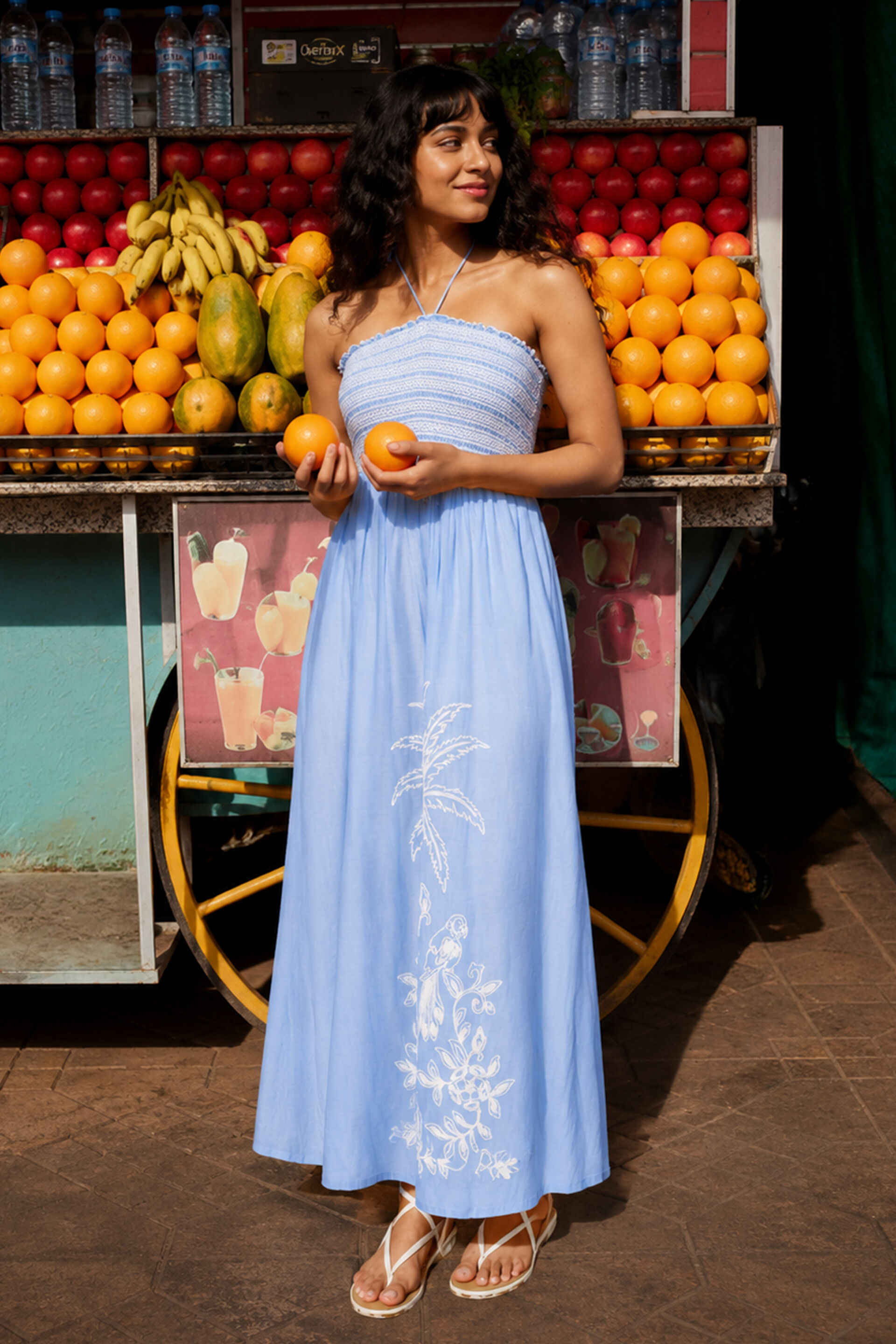 Sky Mist Embroidered Maxi Dress